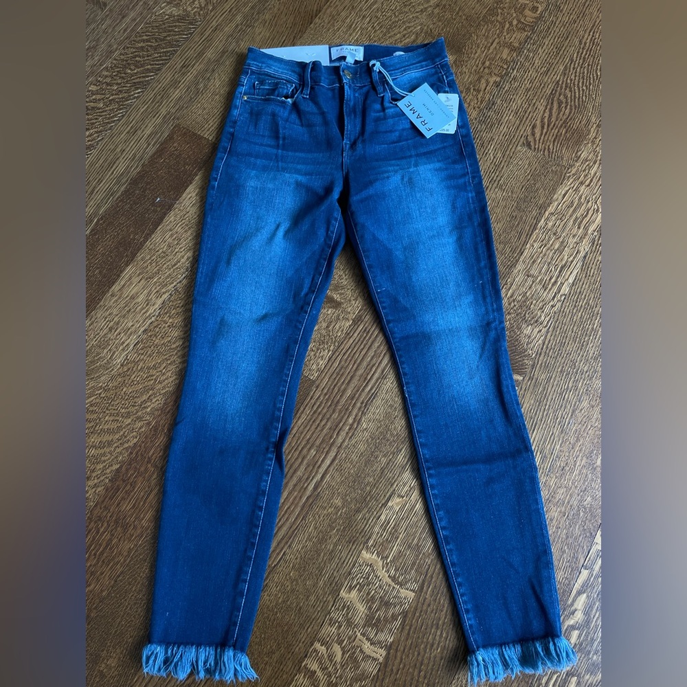 Frame Denim Mid Rise Skinny Crop Jeans